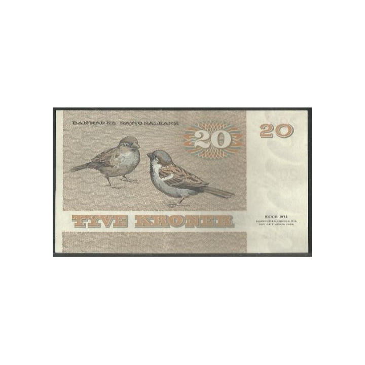Dinamarca 20 Kroner 1981 P49c reverso