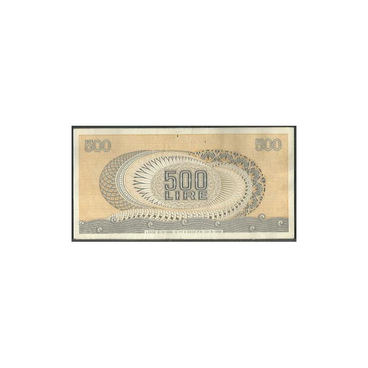 Italia 500 Liras 20 Jun 1966 P93a reverso