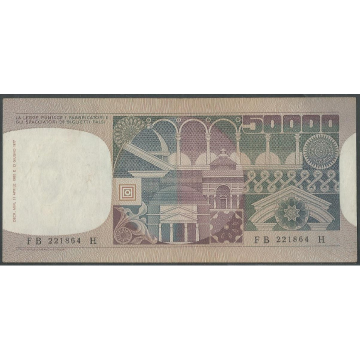 Italia 50.000 Liras 2 Nov 1982 P107d reverso