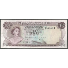 Bahamas 1/2 Dollar L1968 P26a