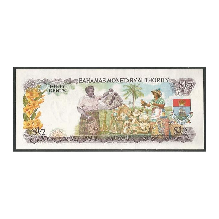 Bahamas 1/2 Dollar L1968 P26a reverso