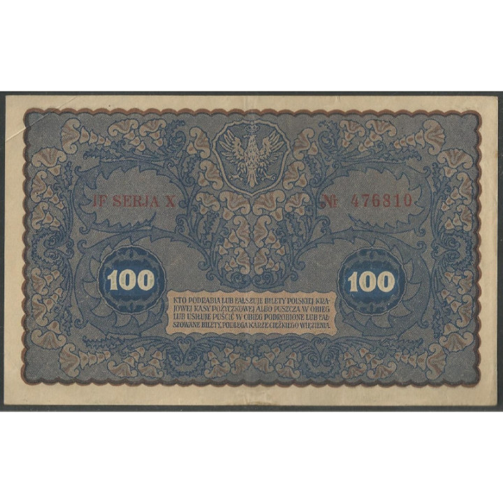 Polonia 100 Marek 23 Ago 1919 P27 reverso