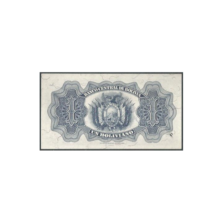 Bolivia 1 Boliviano 1952 Serie G16 P128c reverso