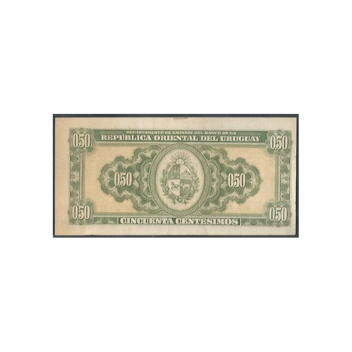 Uruguay 50 Centesimos L1939 Serie G P34 reverso