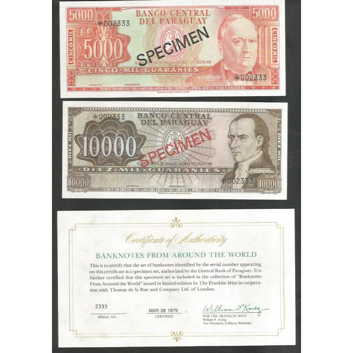 Paraguay Set Specimenes 1999 PCS1 reverso