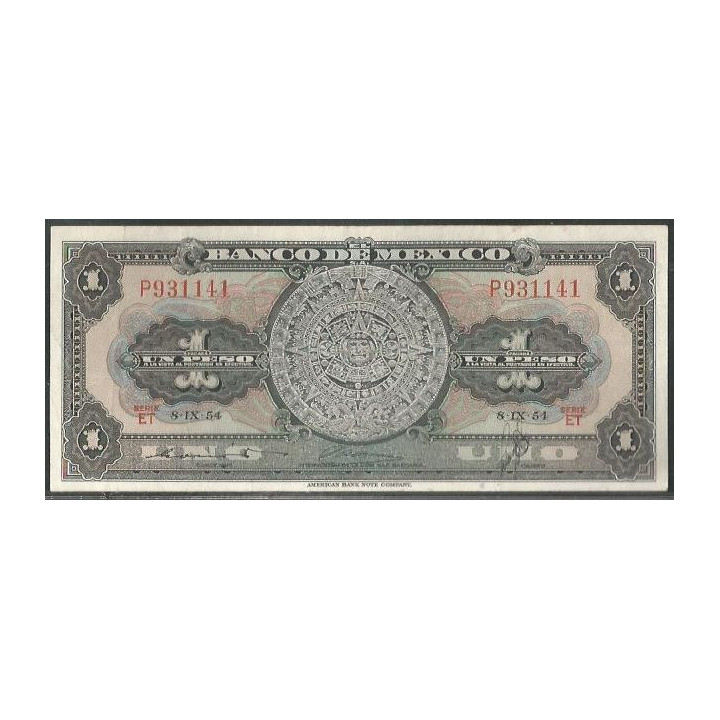 Mexico 1 Peso 8 Sep 1954 Serie ET P56b