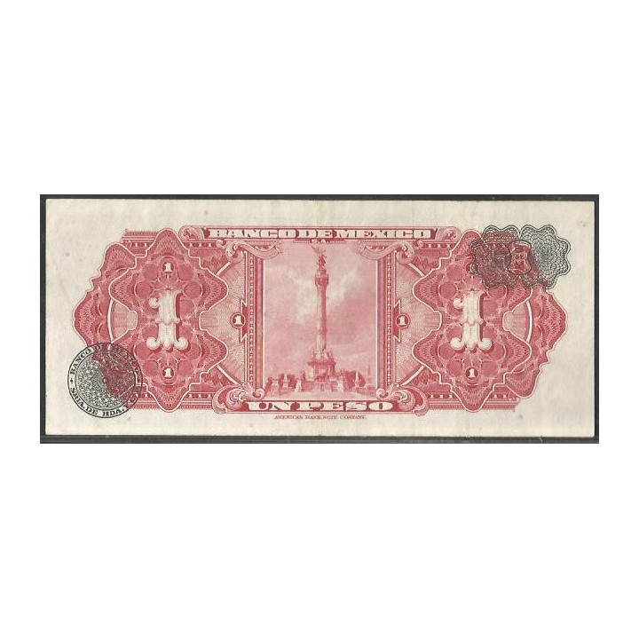 Mexico 1 Peso 8 Sep 1954 Serie ET P56b reverso