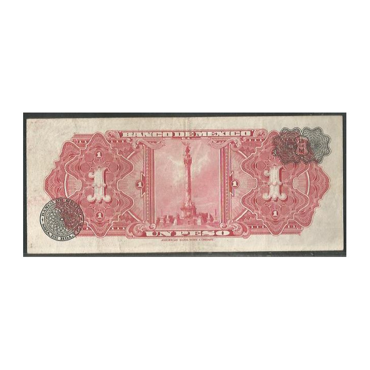 Mexico 1 Peso 8 Sep 1954 Serie ES P56b reverso