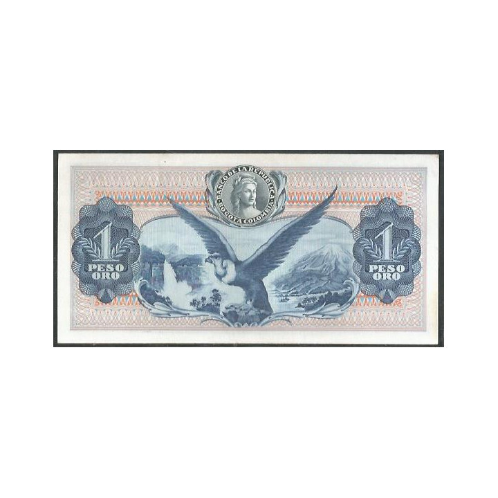Colombia 1 Peso 20 Jul 1972 Reposicion "R" Pequeña BGW075 reverso