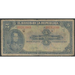 Billete de 5 Pesos 7 Ago 1947 BGW121