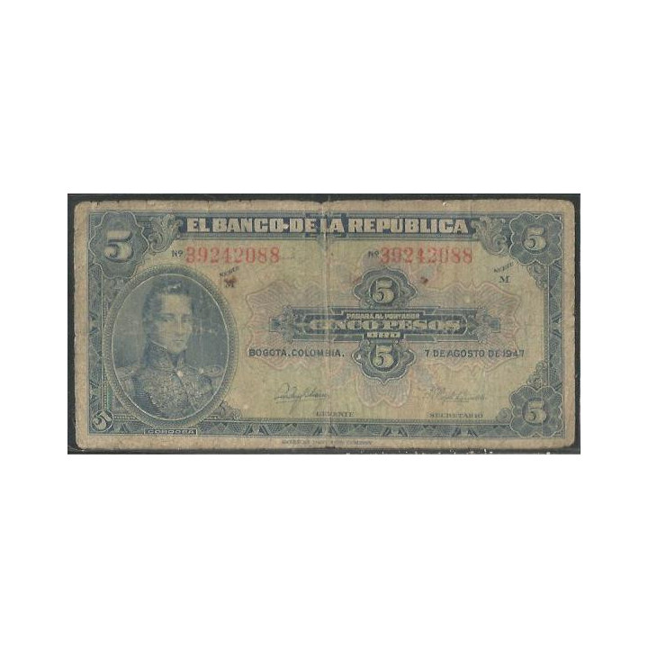Billete de 5 Pesos 7 Ago 1947 BGW121