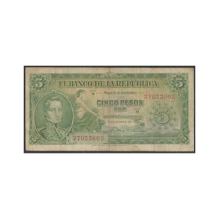 Billete de 5 Pesos 1 Ene 1953 M27022602 BGW124