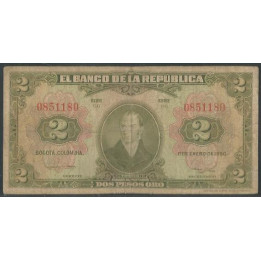 Billete de 2 Pesos 1 Ene 1950 7 Dig BGW090