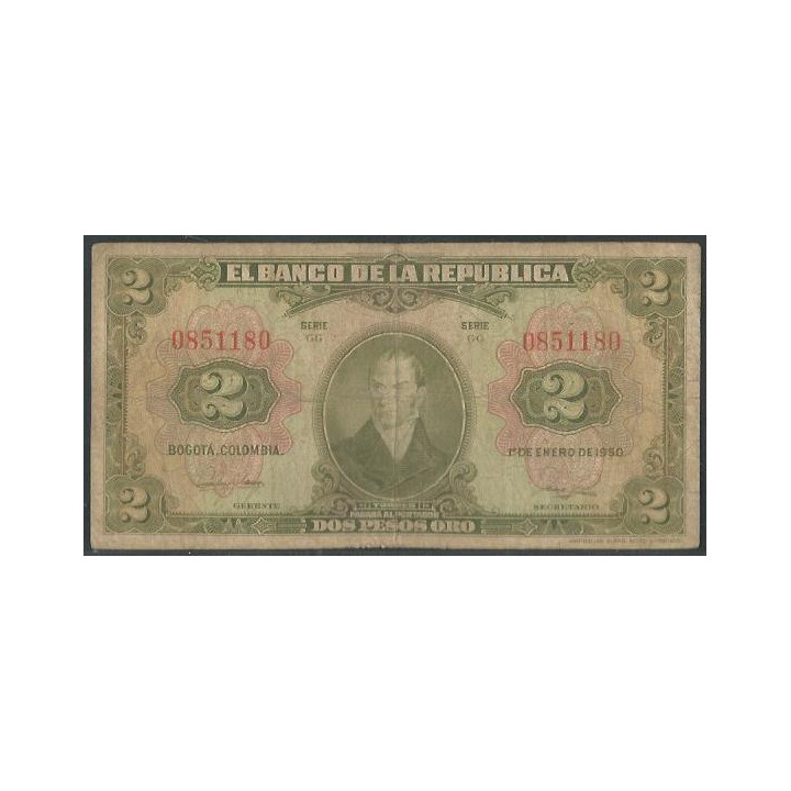 Billete de 2 Pesos 1 Ene 1950 7 Dig BGW090