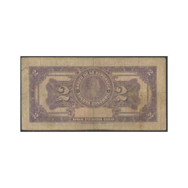 Billete de 2 Pesos 1 Ene 1950 7 Dig BGW090 reverso