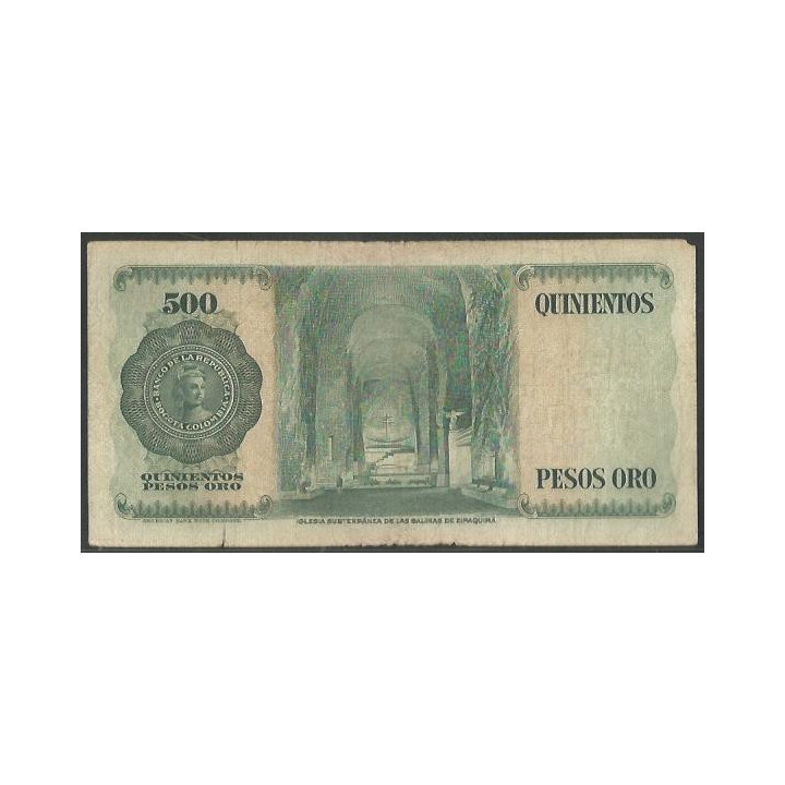 Billete de 500 Pesos 1 Ene 1968 BGW386 reverso