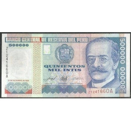 Peru 500.000 Intis 21 Dic 1989 B de M ZZ Reposicion P147