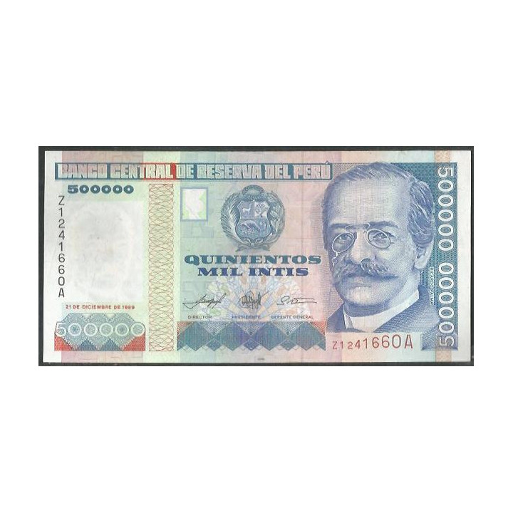 Peru 500.000 Intis 21 Dic 1989 B de M ZZ Reposicion P147