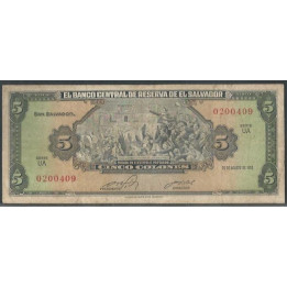 El Salvador 5 Colones 25 Ago 1983 P134a