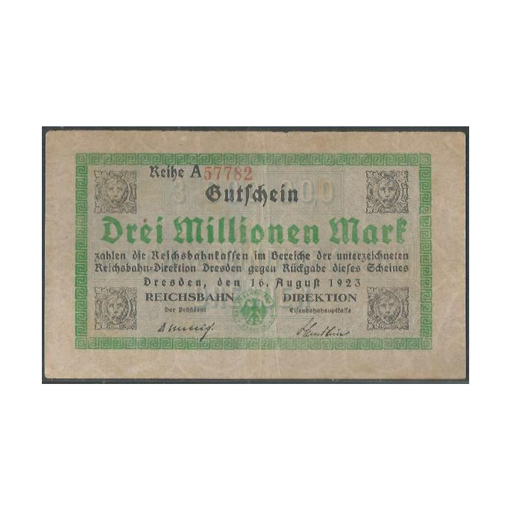 Alemania - Dresden 3.000.000 Mark 16 Ago 1923