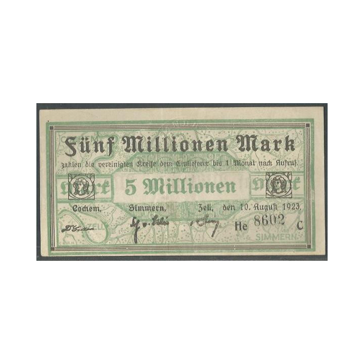 Alemania - Cochem 5.000.000 Mark 10 Ago 1923