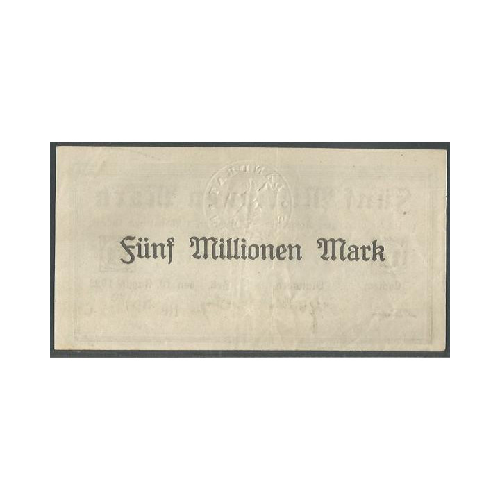 Alemania - Cochem 5.000.000 Mark 10 Ago 1923 reverso