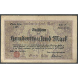 Alemania - Koln 100.000 Mark 1 Jul 1923