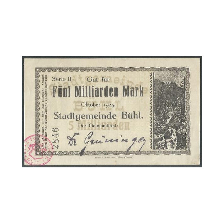 Alemania - Buhl 5 Millardos Mark Oct 1923