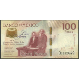 Mexico 100 Pesos 25 Ene 2016 Serie AY P130a