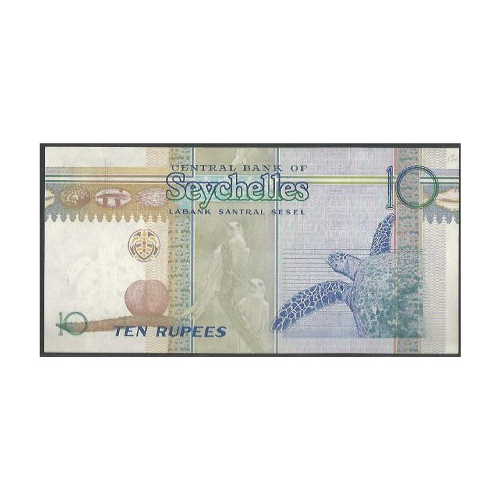 Seychelles 10 Rupias ND1998-2008 P36a reverso