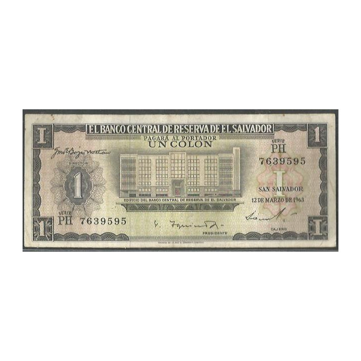 El Salvador 1 Colon 12 Mar 1963 P100a