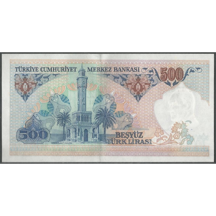 Turkya 500 Liras L1970 (1983) P195 reverso