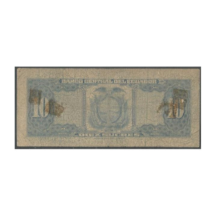 Ecuador 10 Sucres 23 May 1963 JE P101Aa reverso