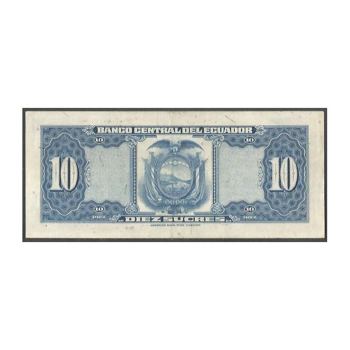 Ecuador 10 Sucres 1 Ene 1966 KU P101Aa reverso