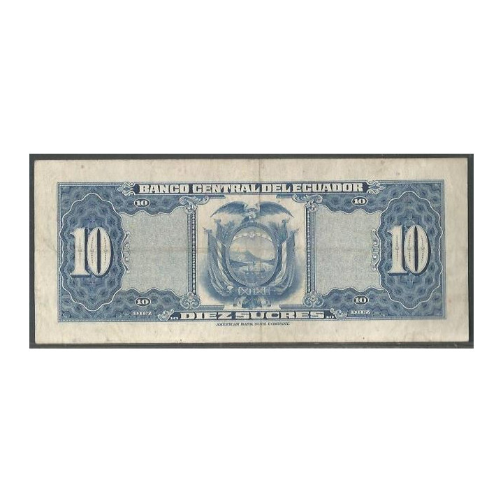Ecuador 10 Sucres 2 Ene 1974 KZ P101Ab reverso