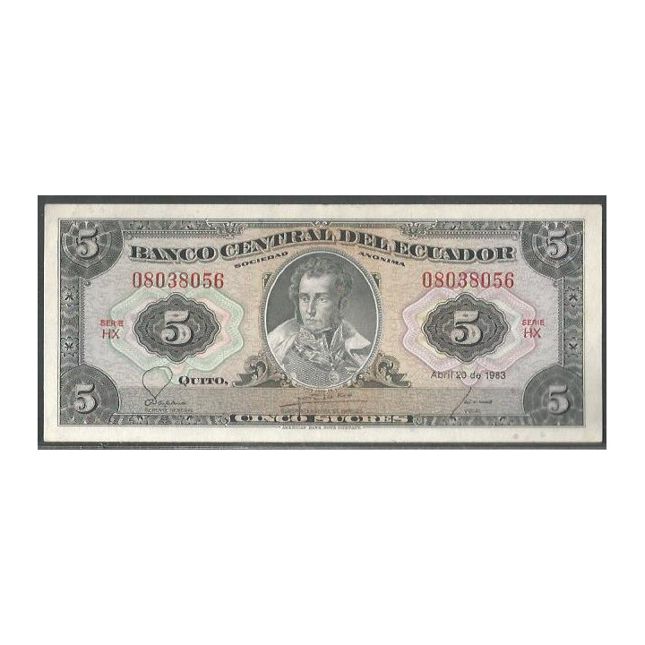 Ecuador 5 Sucres 20 Abr 1983 HX Firma 1 P108b