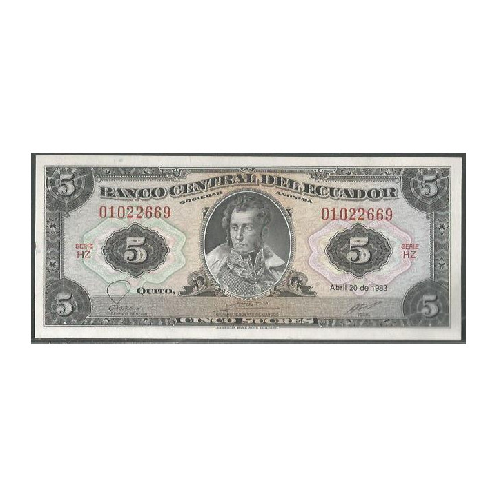 Ecuador 5 Sucres 20 Abr 1983 HZ Firma 5 P108b