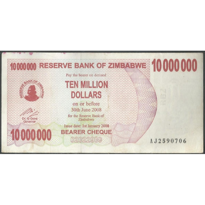 Zimbabwe 10.000.000 Dollars 1 Ene 2008 P55a