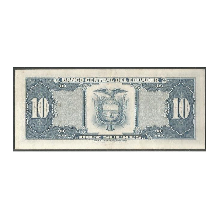 Ecuador 10 Sucres 2O Abr 1983 LJ Firma 2 P114b reverso