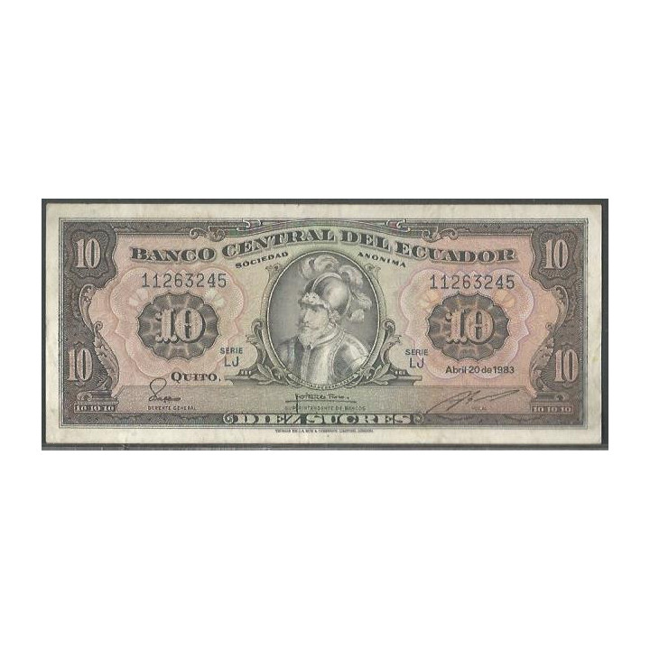 Ecuador 10 Sucres 2O Abr 1983 LJ Firma 2 P114b