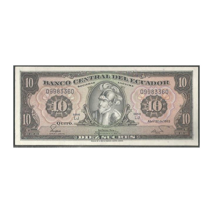 Ecuador 10 Sucres 2O Abr 1983 LJ Firma 1 P114b