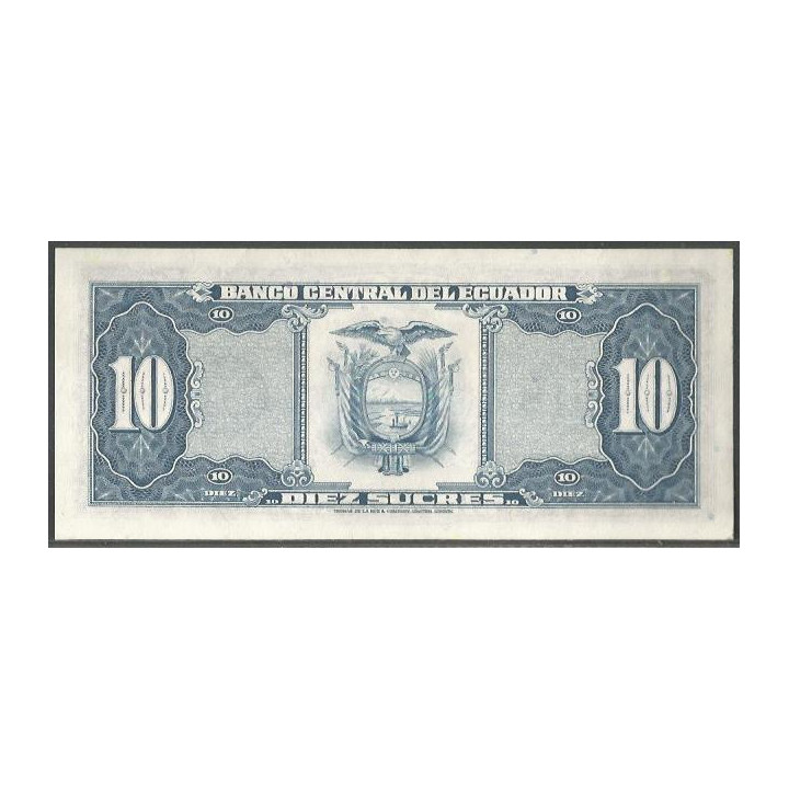 Ecuador 10 Sucres 2O Abr 1983 LJ Firma 1 P114b reverso