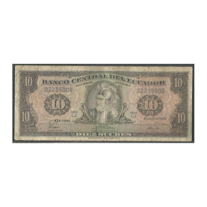 Ecuador 10 Sucres 2O Abr 1983 LJ Firma 7 P114b