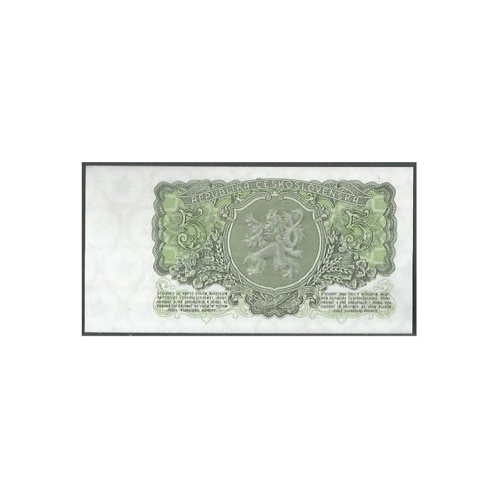 Checoeslovaquia 5 Korun 1953 P80b reverso