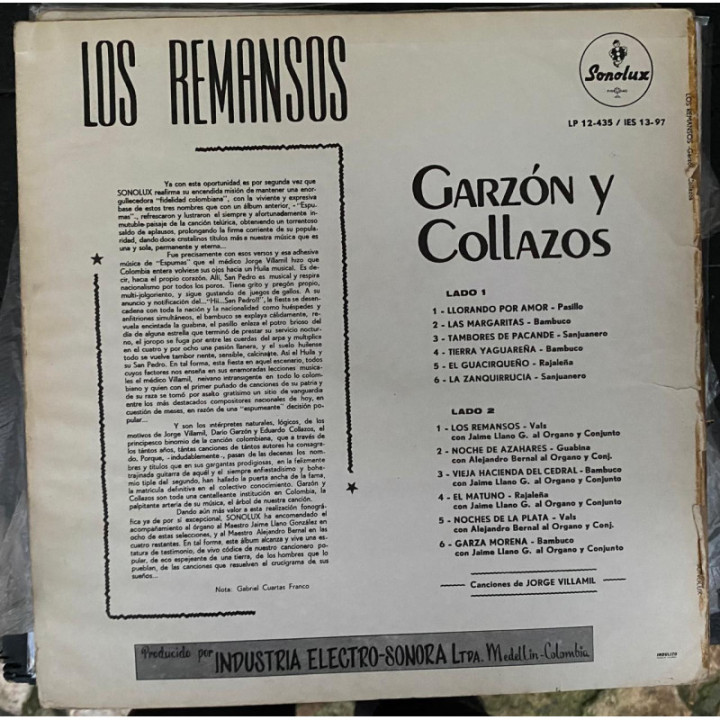 Garzon y Collazos Los Remansos - Colombia reverso