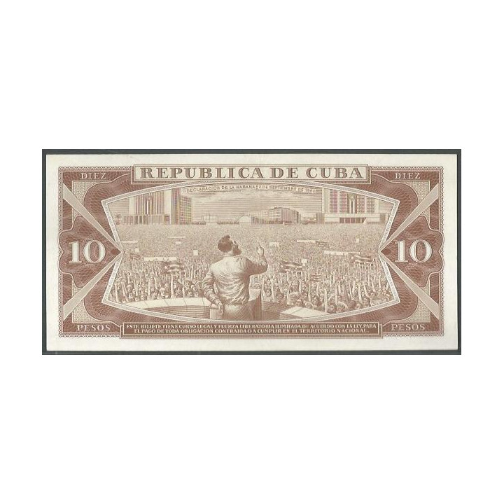 Cuba 10 Pesos 1988 P104d reverso