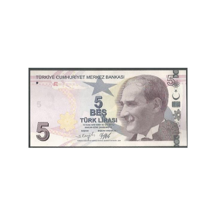 Turkya 5 Liras L1970 (2009) P222f