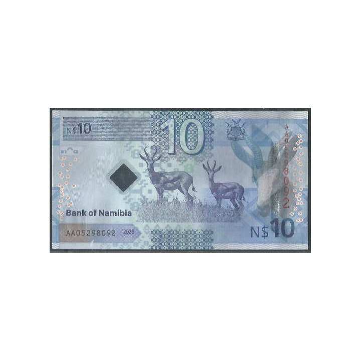 Namibia 10 Dollars 2025 P20 reverso