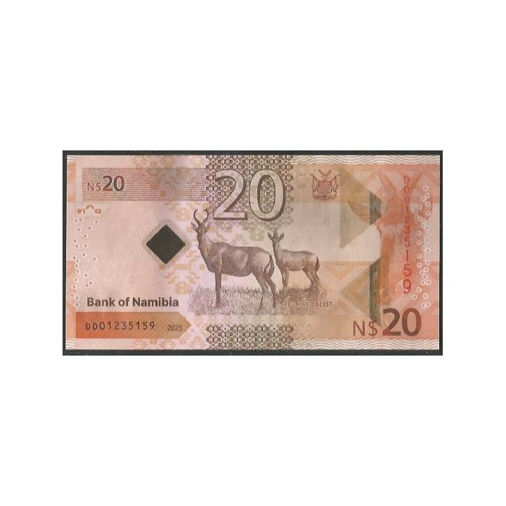 Namibia 20 Dollars 2025 P21 reverso
