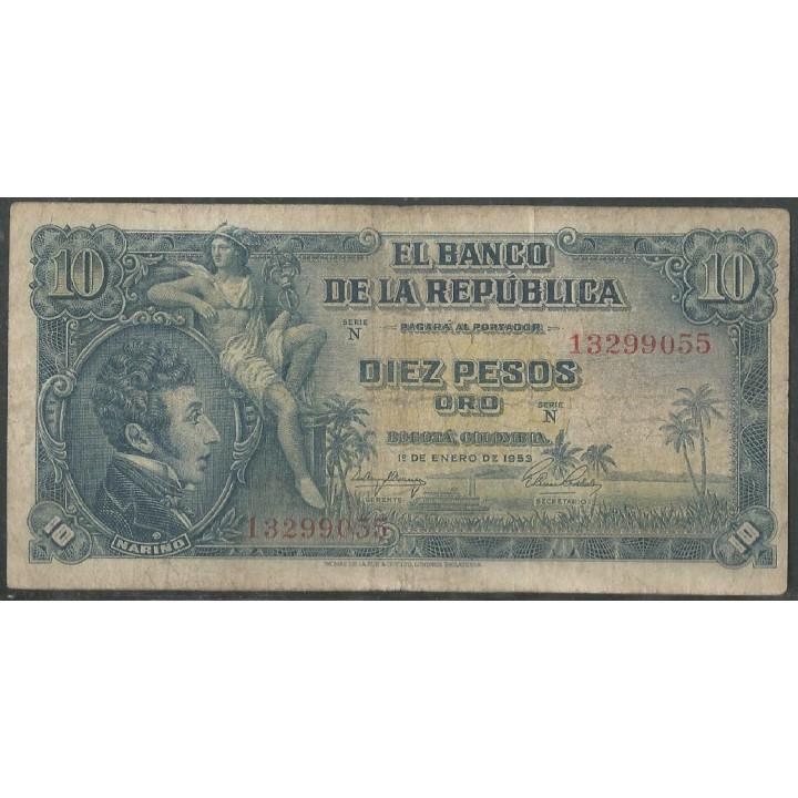 Billete de 10 Pesos 1 ene 1953 BGW173